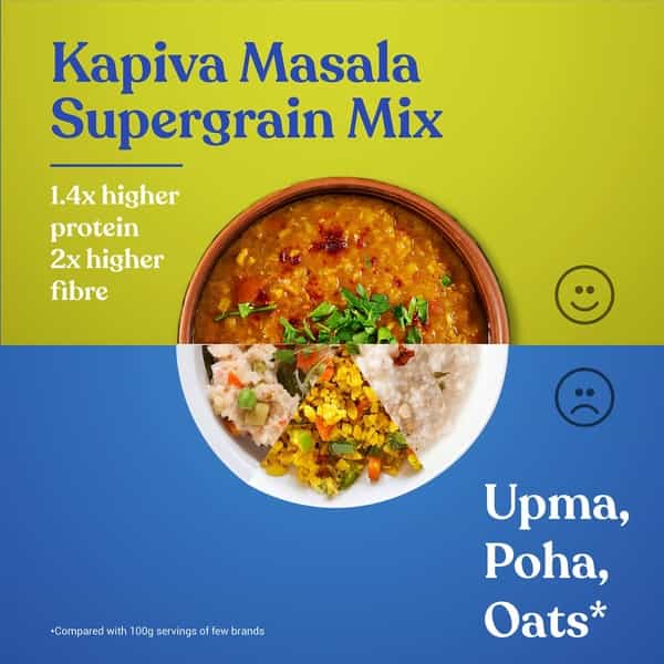 Kapiva Masala Supergrain Mix 380G For Weight Management | Instant 3-Minute Meal