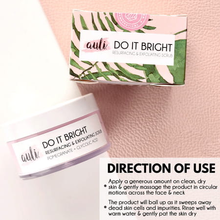 Auli Do It Bright Aha 5% Glycolic Acid And Rice Water Deep Purifying Oil Removing Face Scrub - 50gm