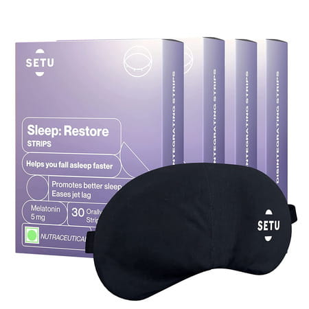 Melatonin 5mg - Orally Dissolving Strips + Eye Mask | Promotes Relaxation & Sleep