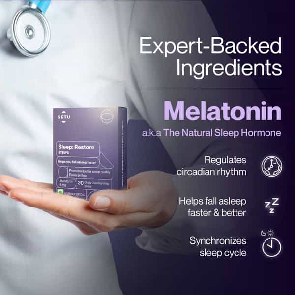 Melatonin 5Mg - Orally Dissolving Strips + Eye Mask | Promotes Relaxation & Sleep