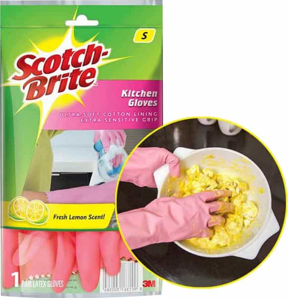 Scotch-Brite Rubber Small Kitchen Gloves - Pack Of 1 Pairs Pink