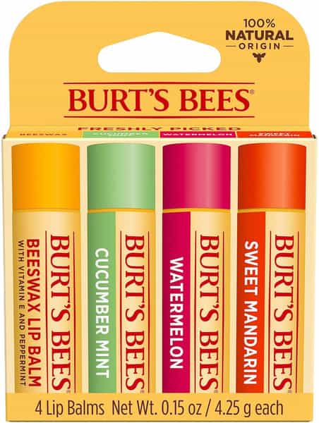 Burt's Bees Lip Balm | Beeswax | Cucumber Mint | Watermelon & Sweet Mandarin | 4.25G | Pack Of 4