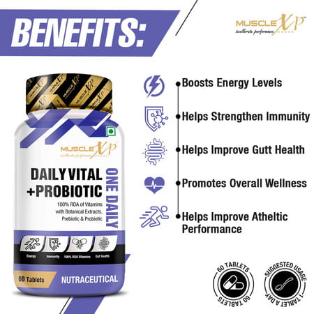 Musclexp Daily Vital + Probiotic One Daily 60 Tablets (Pack Of 3)