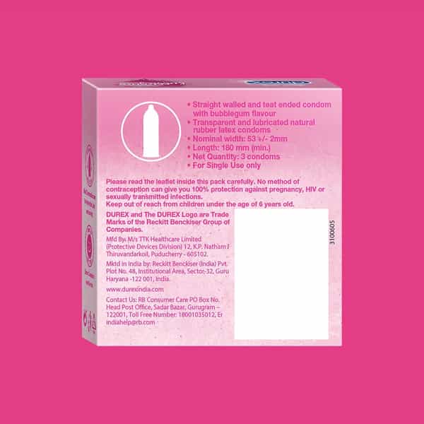 Durex Extra Thin Bubblegum Condom 3 Nos