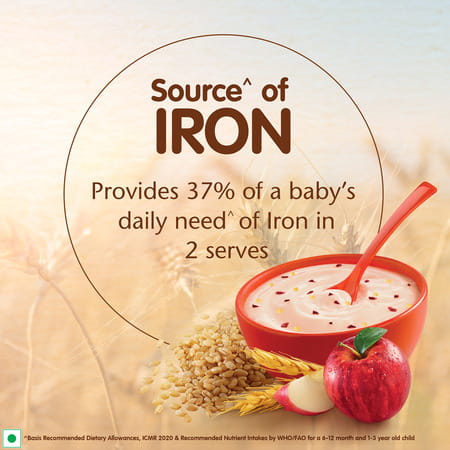 Nestle Cerelac Wheat Apple Cherry Baby Food Cereal| No Preservatives| 8 To 24 Months| 350 Gm