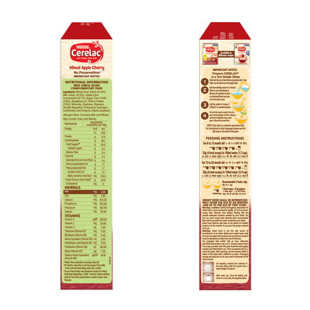 Nestle Cerelac Wheat Apple Cherry Baby Food Cereal| No Preservatives| 8 To 24 Months| 350 Gm