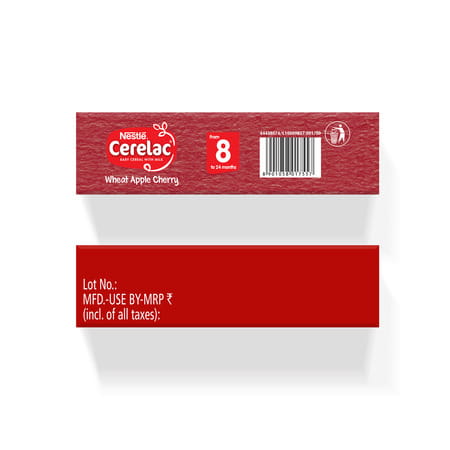 Nestle Cerelac Wheat Apple Cherry Baby Food Cereal| No Preservatives| 8 To 24 Months| 350 Gm
