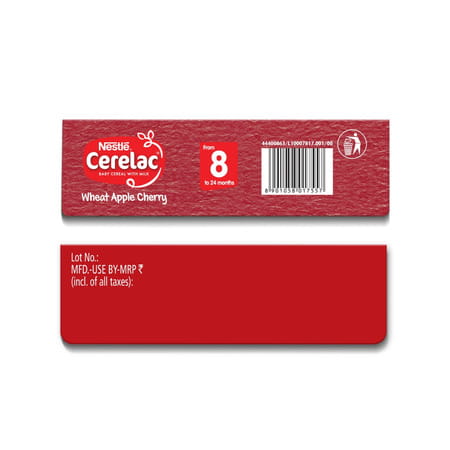 Nestle Cerelac Wheat Apple Cherry Baby Food Cereal| No Preservatives| 8 To 24 Months| 350 Gm