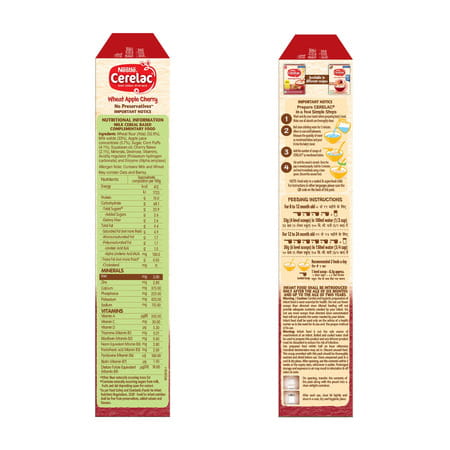 Nestle Cerelac Wheat Apple Cherry Baby Food Cereal| No Preservatives| 8 To 24 Months| 350 Gm