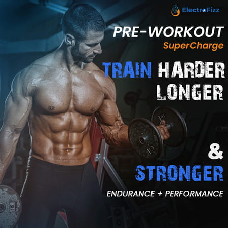 Electrofizz Pre-Workout Supercharge For Energy Power & Laser Focus - Blue Raspberry Flavour