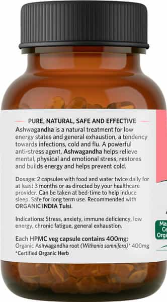 Organic India Ashwagandha - 60 Capsules