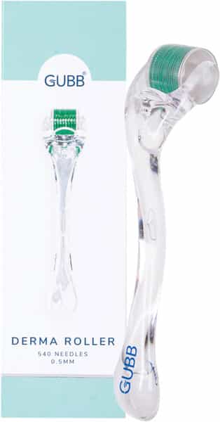 Gubb Derma Roller 0.5Mm For Hair Regrowth Face Acne Scars & Skin Aging 540 Micro Needles - Green