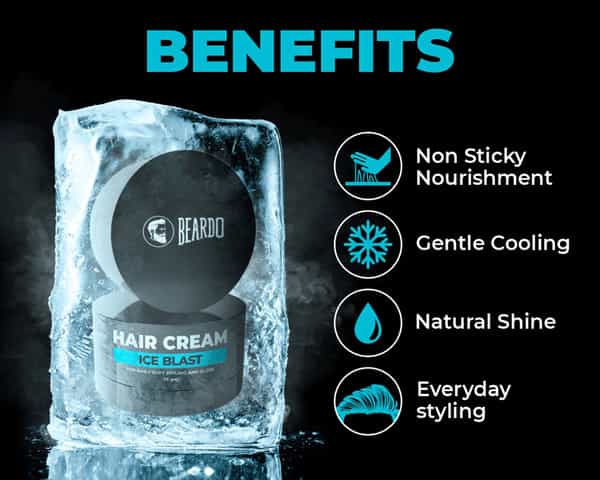 Beardo Ice Blast Hair Cream 75G | For Daily Soft Styling And Gloss