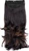 Streak Street Clip-In 24" Out Curl Dark Brown Hair Extensions With Golden Highlights