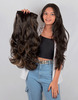 Streak Street Clip-In 24" Out Curl Dark Brown Hair Extensions With Golden Highlights