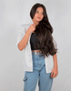 Streak Street Clip-In 24" Out Curl Dark Brown Hair Extensions With Golden Highlights