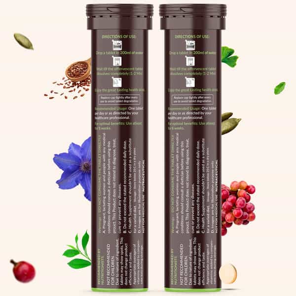Vegan Greens Hair & Nails Vitamins With Dht Blocker, Biotin, +37 Key Ingredients- 50 Effer., Orange