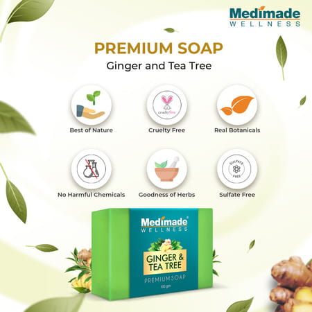 Medimade Ginger & Tea Tree Premium Soap - 100 Gm X 5 ( Pack Of 5 )