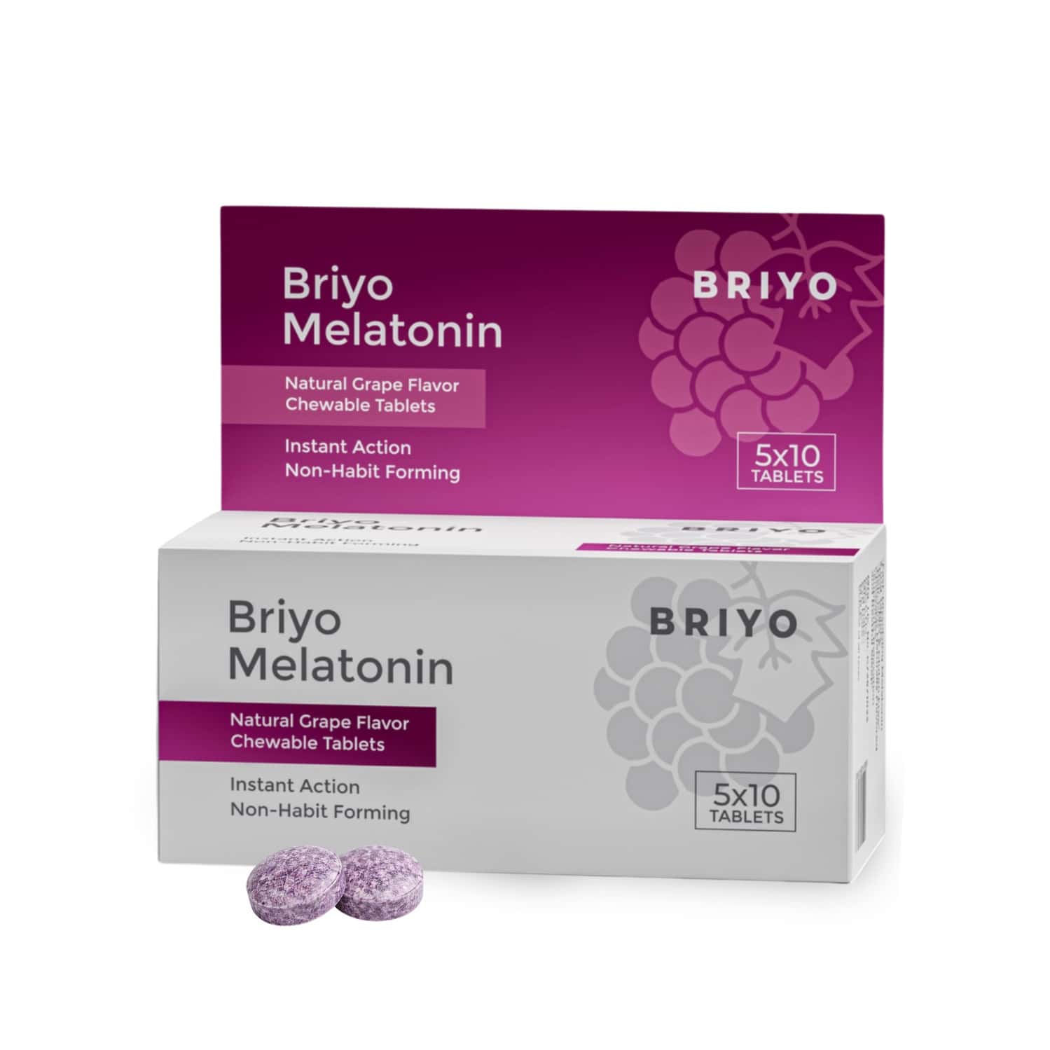 Briyo Melatonin 3 Mg Natural Grape Flavoured Chewable Tablets 50 Nos