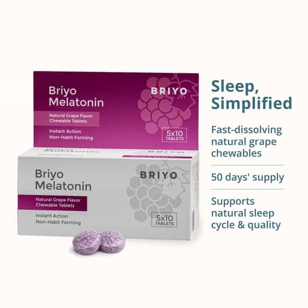 Briyo Melatonin 3 Mg Natural Grape Flavoured Chewable Tablets 50 Nos
