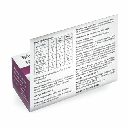 Briyo Melatonin 3 Mg Natural Grape Flavoured Chewable Tablets 50 Nos