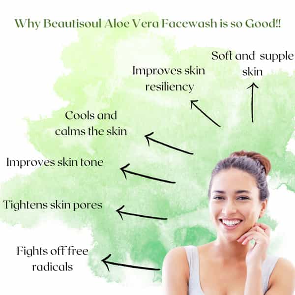 Beautisoul Aloe Vera Face Wash With Pure Aloe Vera | Witch Hazel & Vitamin E | Ifra Certified|Unisex