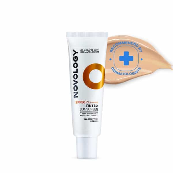 Novology Spf50 Pa++++ Tinted Sunscreen|Non Greasy Broad Spectrum Protection & Fades Dark Spots (50G)