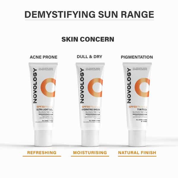 Novology Spf50 Pa++++ Tinted Sunscreen|Non Greasy Broad Spectrum Protection & Fades Dark Spots (50G)
