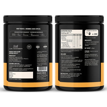 Myfitfuel L Arginine Alpha-Ketoglutarate (Aakg) Pre Workout Powder | 400Gm (Unflavoured)
