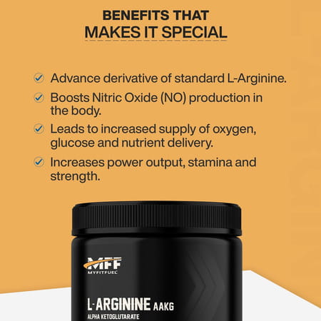 Myfitfuel L Arginine Alpha-Ketoglutarate (Aakg) Pre Workout Powder | 400gm (Unflavoured)