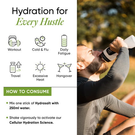 Wellbeing Nutrition Hydrasalt Electrolyte Drink | No Added Sugar | Cucumber Lemon | 90gm Pack Of 15