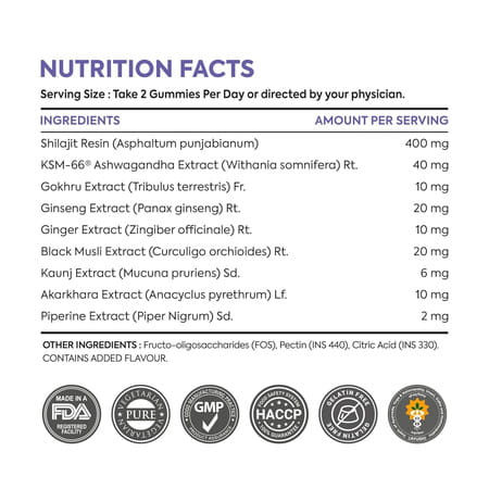 Bliss Welness Pure Himalayan Shilajit Coffee Flavour Gummies 30 No'S