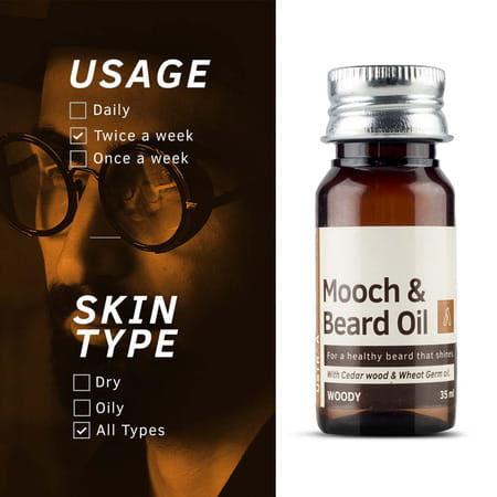 Ustraa Mooch & Beard Oil - Woody (Pack Of 2 X 35 Ml)