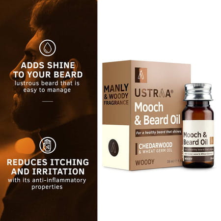 Ustraa Mooch & Beard Oil - Woody (Pack Of 2 X 35 Ml)