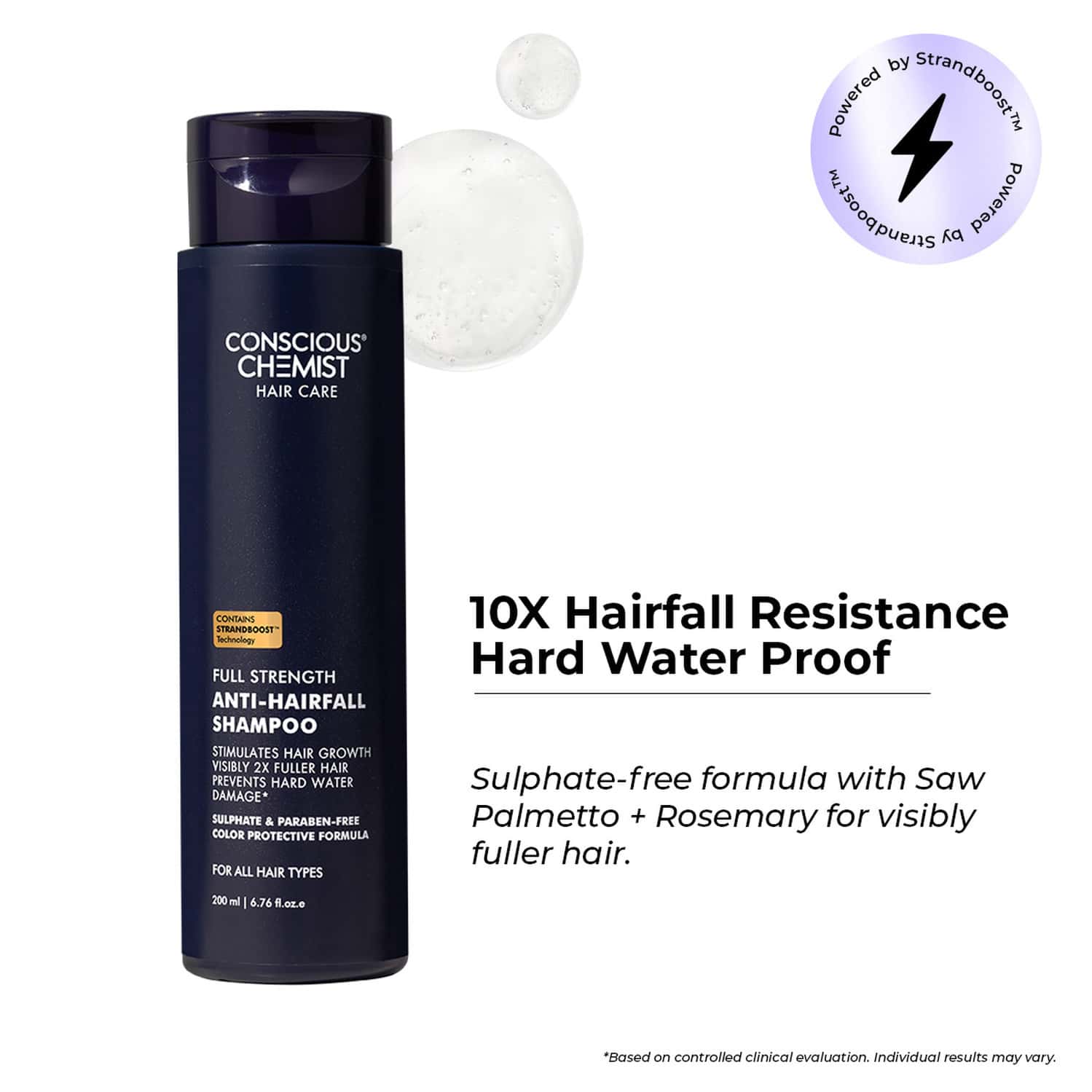 Conscious Chemist Anti Hairfall Shampoo | Saw Palmetto & Rosemary | Hard Water Safe | 200ml