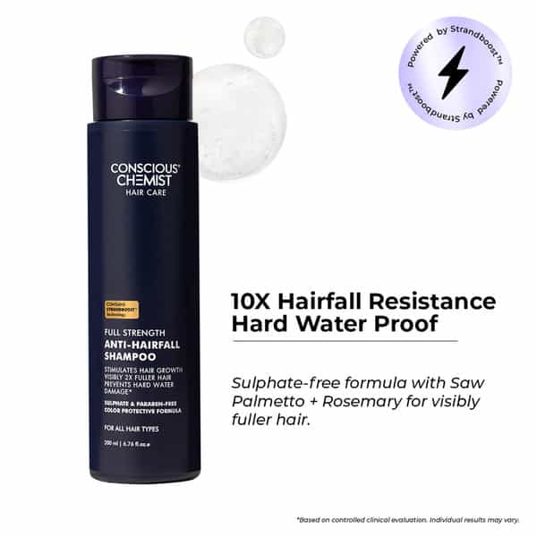 Conscious Chemist Anti Hairfall Shampoo | Saw Palmetto & Rosemary | Hard Water Safe | 200Ml