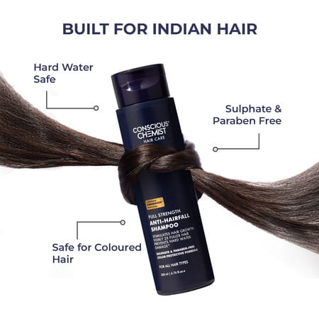 Conscious Chemist Anti Hairfall Shampoo | Saw Palmetto & Rosemary | Hard Water Safe | 200Ml