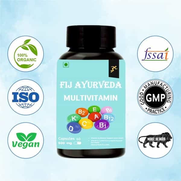 Fij Ayurveda Multivitamin Capsule With Vitamins | Minerals & Herbs - 60 Veg Capsules