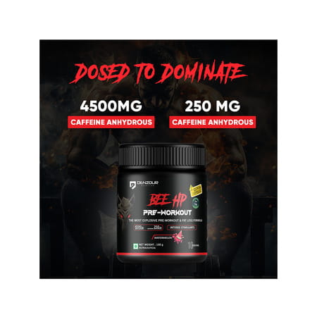 Denzour Nutrition Bee Hp Pre Workout Powder Energy | Strength & Muscle Pump | Watermelon Flav | 100g