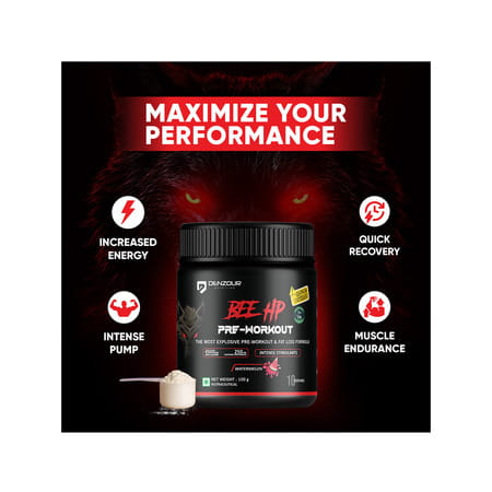 Denzour Nutrition Bee Hp Pre Workout Powder Energy | Strength & Muscle Pump | Watermelon Flav | 100g