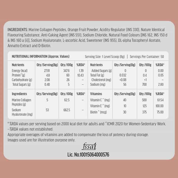 Hk Vitals Marine Collagen Supplement (Orange | 400G) |With Vitamin C | E