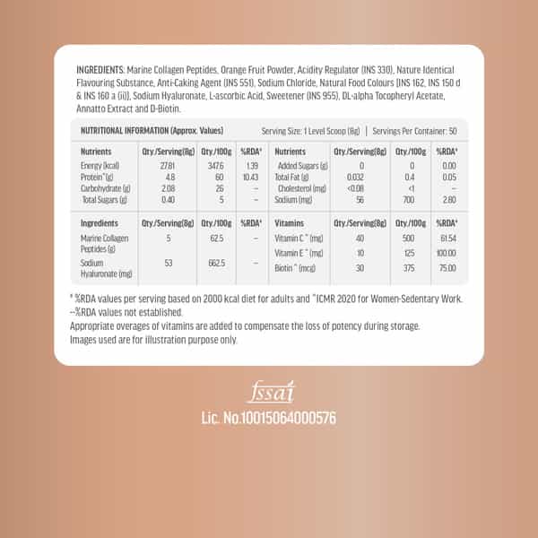 Hk Vitals Marine Collagen Supplement (Orange | 400G) |With Vitamin C | E