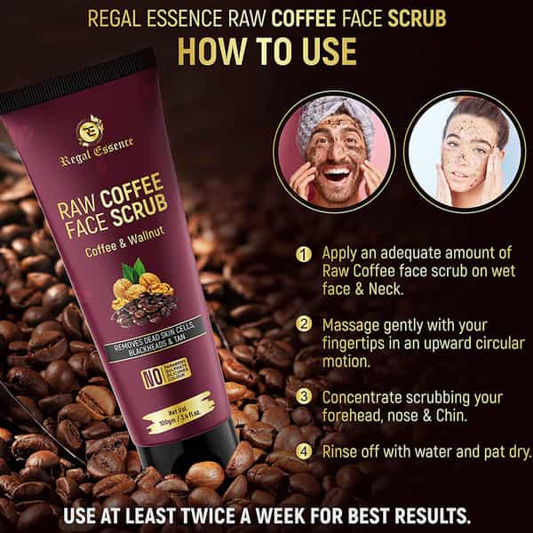 Regal Essence Raw Coffee Face Scrub With Walnut & Coffee Removes Dead Skin Cell 100 Gm