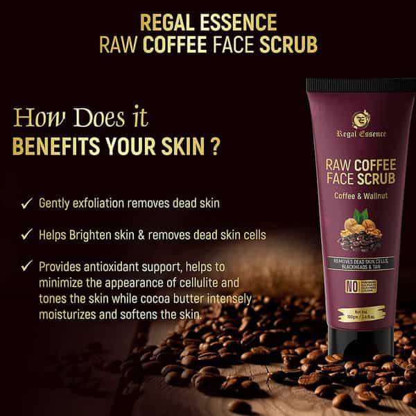 Regal Essence Raw Coffee Face Scrub With Walnut & Coffee Removes Dead Skin Cell 100 Gm