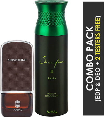 Ajmal Aristocrat Edp 75ml Perfume For Men And Sacrifice Ii For Him Deodorant 200ml For Men