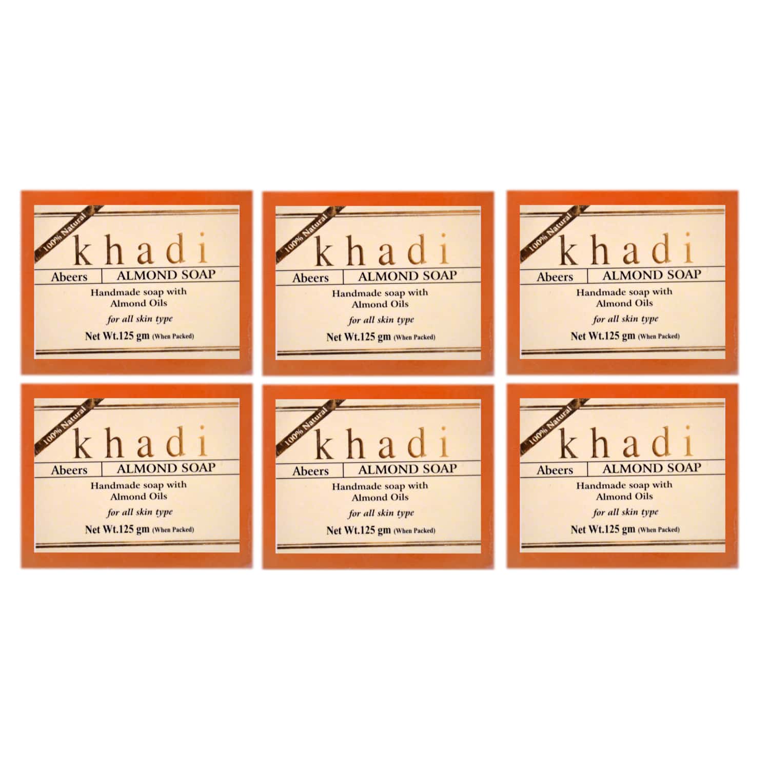 Khadi Abeers Herbal Handmade Almond Soap With Essential Oils | 125gm (pack Of 6)