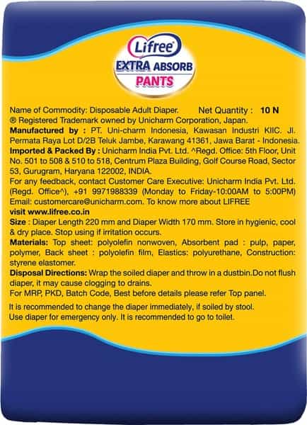 Lifree Extra Absorbent Adult Diaper Pants Medium - 10 Diapers