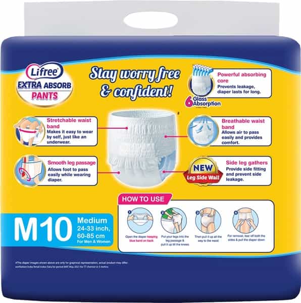 Lifree Extra Absorbent Adult Diaper Pants Medium - 10 Diapers