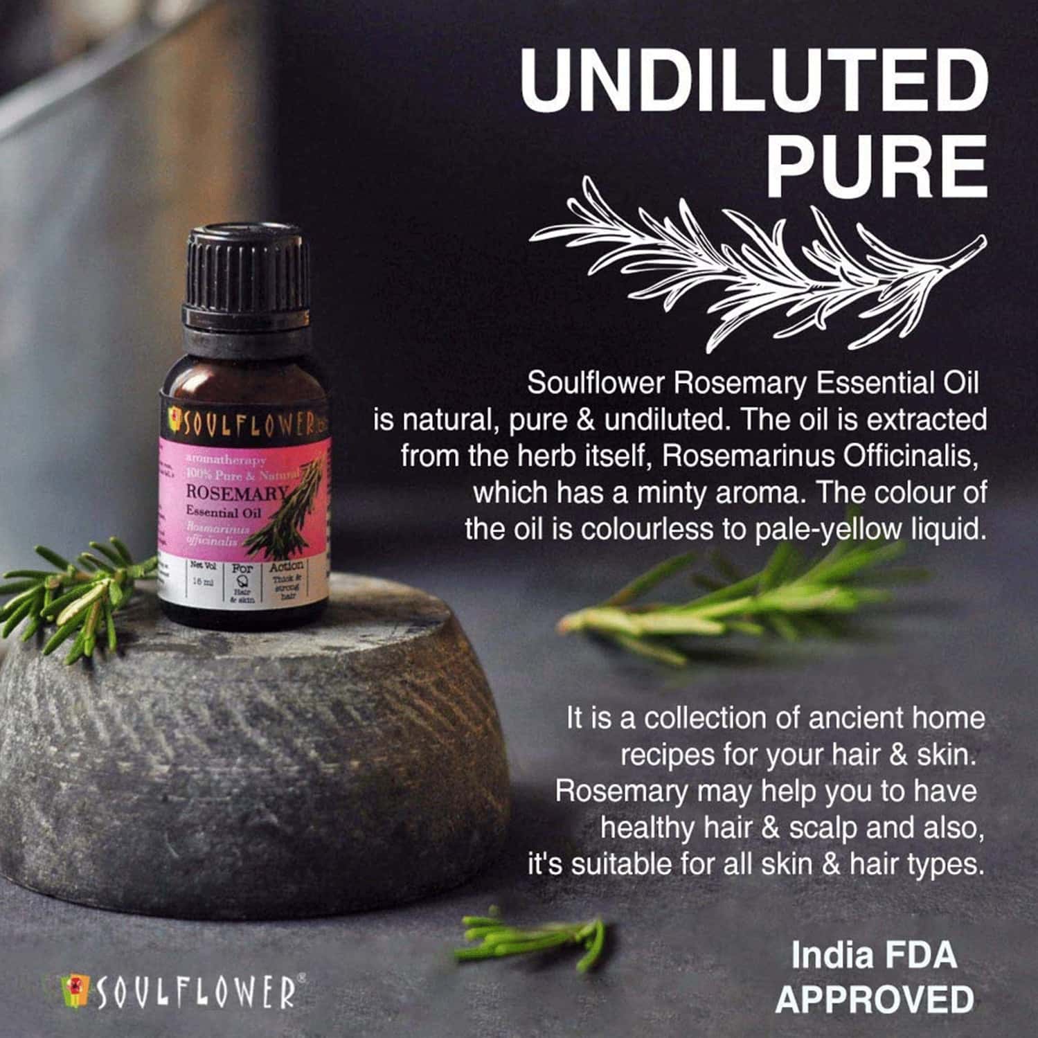 Buy SOULFLOWER ROSEMARY ESSENTIAL OIL, PACK OF 2X15ML Online & Get Upto