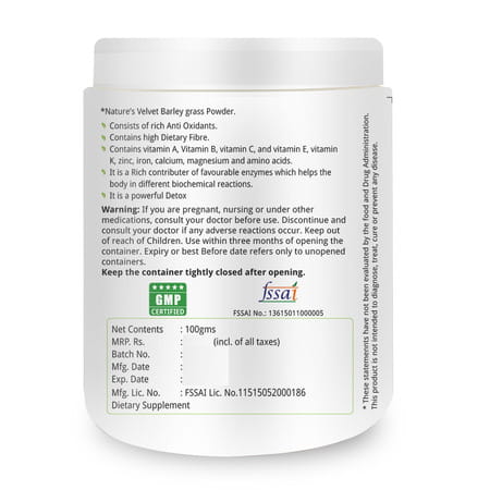 Natures Velvet Barley Grass Powder 100gms